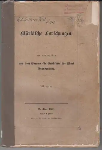 Märkische Forschungen. - Verein für Geschichte der Mark Brandenburg ( Hrsg. ). - Beiträge : Voßberg / F. Voigt / F. Adler / F. Holtze...