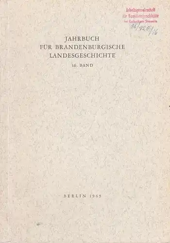 Jahrbuch für Brandenburgische Landesgeschichte. - Felix Escher / Lorenz Friedrich / Dr. Heinz Gebhardt / Eckart Henning / Martin Henning / Gerhard Küchler / Wolfgang...