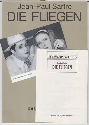 Berlin. - Deutsches Theater und Kammerspiele. - Jean-Paul Sartre. - Otto Mellies, Dagmar Manzel, Michael Schweighöfer, Christinne Schorn u. a: Programmzettel zu: Die Fliegen...