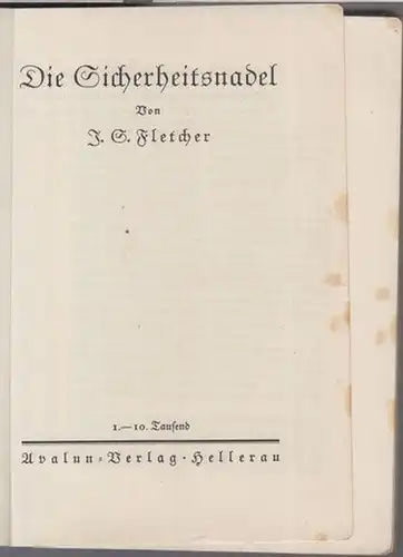 Fletcher, J. S: Die Sicherheitsnadel. 