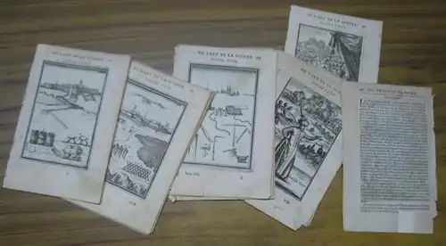 Manesson - Mallet, Allain: 22 Figures de ( Tafeln aus ): Les Travaux de Mars ou l ' Art de la Guerre. - Contenu: Figures LXXVII - LXXXIV ( 77 - 84 ), LXXXVI und LXXXVII ( 86 - 87 ), XCVII ( 97 ), CXXII - CXXVII ( 122 - 127 ), CXXIX - CXXX ( 129 - 130 ), C