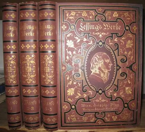 Lessing, Gotthold Ephraim. - Herausgeber: Heinrich Laube: Lessing' s Werke. Komplett mit 5 Bänden in 3 Büchern. - Illustrirte Pracht - Ausgabe. 