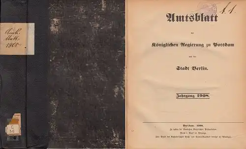 Amts-Blatt der Königlichen Regierung zu Potsdam und der Stadt Berlin: AmtsBlatt der Königlichen Regierung zu Potsdam und der Stadt Berlin.  Jahrgang 1908 komplett mit...