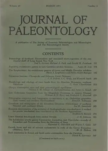 Journal of Paleontology.- Society of Economic Paleontology and Mineralogists AND The Paleontological Society / Raymond L. Ethington et al. (Ed.): Journal of Paleontology. Volume 45, Number 2 March 1971. 