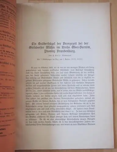 Busse, H. - Gustaf Kossinna (Hrsg.): Ein Gräberhügel der Bronzezeit bei der Gielsdorfer Mühle im Kreise Ober-Barnim, Provinz Brandenburg IN: Mannus - Zeitschrift für Vorgeschichte...