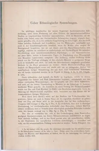 Bastian, A: Ueber Ethnologische Sammlungen. - Separat-Abdruck aus: Zeitschrift für Ethnologie, Organ der Berliner Gesellschaft für Anthropologie, Ethnologie und Urgeschichte ( Band 17 1885, Heft 1 ). 