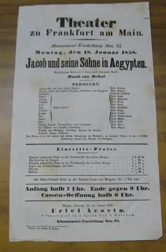 Theater zu Frankfurt am Main. Intendanz: Roderich Benedix. - Alexander Duval. - Etienne-Nicolas Mehul ( 1763 - 1817 ): Besetzungsliste zu: Jacob und seine Söhne...