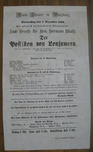 Würzburg, Stadttheater. - Direktion: Karl Friedrich Grabowsky. - nach Adolphe de Leuven und Leon-Levy Brunswick. - Musik: Adolph Adam. - Benefiz für Hermann Khalß: Besetzungsliste...