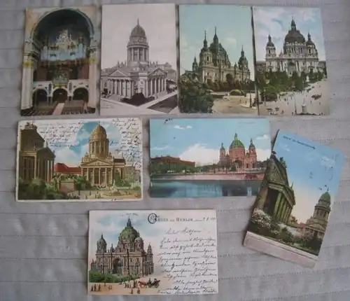 Berlin. - historische Postkarten / Ansichtskarten. - Familie Lorenz in Königsberg: Berliner Dome: Konvolut mit 8 Ansichtskarten. - Motive: Französischer Dom / Deutscher Dom / Der neue Dom ( 4 Ansichten ) / Dom-Orgel / Am Gendarmenmarkt. 