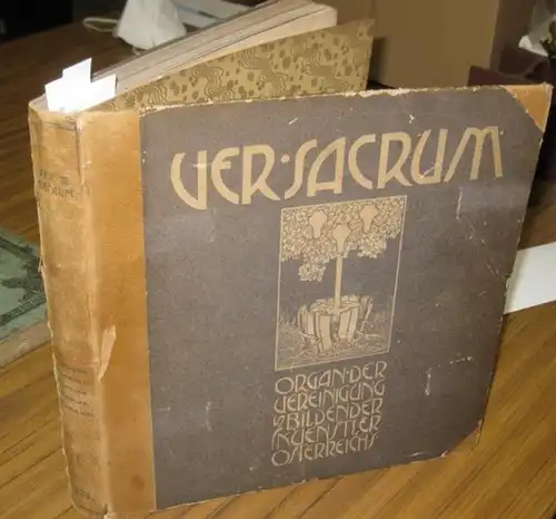 Ver Sacrum. - Koloman Moser (illu): Ver sacrum. I. Jahrgang, Heft 1 Januar bis 12 Dezember 1898. Mit einer Farblithographie von Koloman Moser. Organ (Zeitschrift) der Vereinigung bildender Künstler Österreichs. 