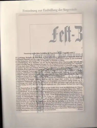 BerlinArchiv herausgegeben von Hans-Werner Klünner und Helmut Börsch-Supan.  (Hrsg.): Fest-Zeitung zur feierlichen Enthüllung der Siegessäule ( des Siegesdenkmals ) am 2. September 1873. REPRINT...