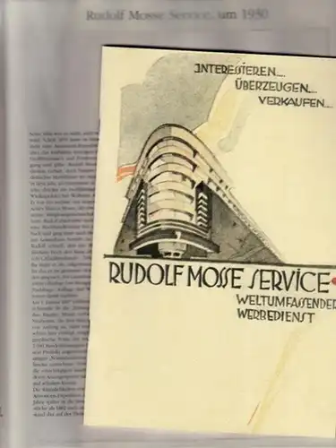 BerlinArchiv herausgegeben von Hans-Werner Klünner und Helmut Börsch-Supan. -  Verlag Rudolf Mosse (Hrsg.): Rudolf Mosse Service. Weltumfassender Werbedienst, um 1930 ( = Lieferung...