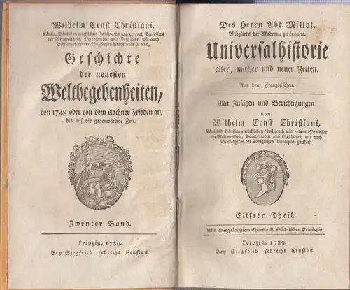 Christiani, Wilhelm Ernst: Eilfter (11.) Theil: Des Herrn Abt Millot Universalhistorie alter, mittler und neuer Zeiten. Aus dem Französischen. Mit Zusätzen und Berichtigungen von Wilhelm...