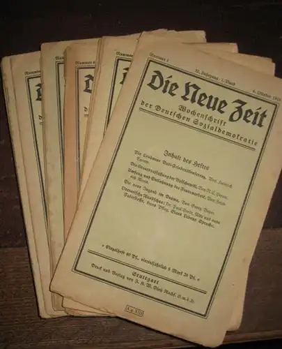 Neue Zeit, Die. - Kautsky, Karl und H. Cunow (Hrsg.). - A. Bebel, E. Bernstein, Fr. Engels, P. Lafargue, Aveling, Marx-Aveling, F. Mehring, M. Schippel, F.A. Sorge (u.a. Autoren): Die Neue Zeit. 37. Jahrgang 1. Band 1918 /1919. Fast komplette Folge von 22