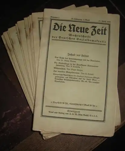 Neue Zeit, Die. - Kautsky, Karl und H. Cunow (Hrsg.). - A. Bebel, E. Bernstein, Fr. Engels, P. Lafargue, Aveling, Marx-Aveling, F. Mehring, M. Schippel, F.A. Sorge (u.a. Autoren): Die Neue Zeit. 37. Jahrgang 2. Band 1919. Fast kompletter Jahrgang von 25 H