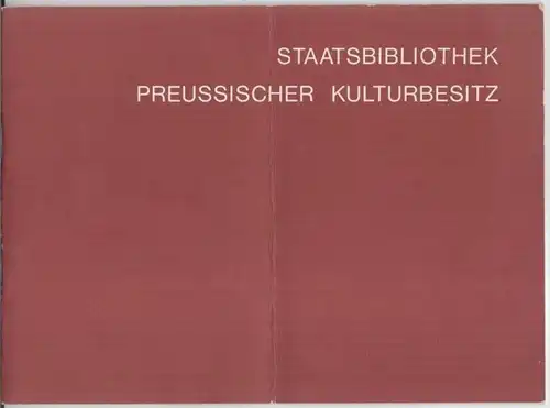 Herausgeber: Stiftung Preußischer Kulturbesitz. - Bundesbaudirektion. - Architekt: Hans Scharoun. - Grafik: Ruth Albitz: Staatsbibliothek Preussischer Kulturbesitz. - Aus dem Inhalt: Vorwort von Hans Scharoun...