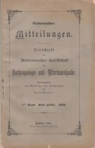 Niederlausitzer Mitteilungen. - Karl Gander (Hrsg.). - Beiträge von Rudolf Lehmann / Hermann Söhnel / Konrad Strauß u. a: Niederlausitzer Mitteilungen. Band XV, erste Hälfte...