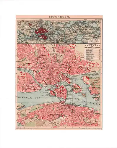 Stockholm. (Juni 1903). Farbiger lithographierter Plan im Maßstab 1:19.300