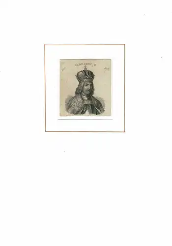 PORTRAIT Albrecht II. (1397 Wien - 1439 in Neszmély, König). Schullterstück im Halbprofil. Stahlstich, Albrecht II