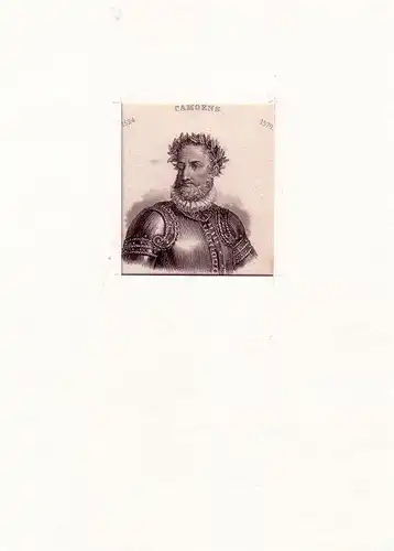 PORTRAIT Luís Vaz de Camoes. (1524 od. 1525 Coimbra od. Lissabon - 1579 od. 1580 Lissabon, portugiesischer Dichter). Schulterstück im Halbprofil. Stahlstich, Camoens, Luís Vaz de