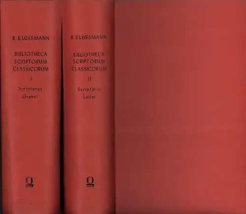 Klussmann, Rudolf (Hrsg.): Bibliotheca scriptorum classicorum et graecorum et latinorum. (Die Literatur von 1878 bis 1896 einschließlich umfassend). (4 Tle. in ) 2 Bdn. (Unveränderter NACHDRUCK der Ausgabe Leipzig 1909-1913). 