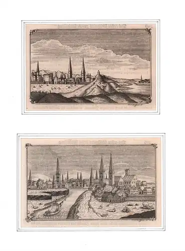 Ansichten von Hamburg. 2 Kupferstiche von F. N. Rolffsen