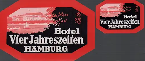 Hotel Vier Jahreszeiten Hamburg. 2 Kofferaufkleber (in 2 Größen). 
