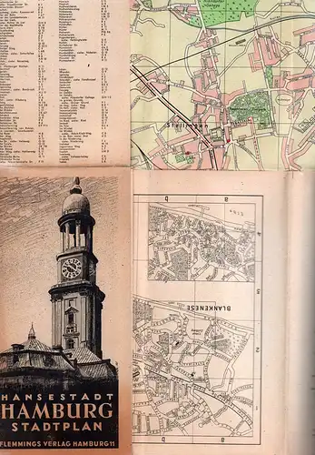 Plan der Hansestadt Hamburg. [Außentitel: Hansestadt Hamburg Stadtplan]. Große Ausgabe mit den neuen Straßennamen. Neu bearbeitet von E. P. Lüders. 