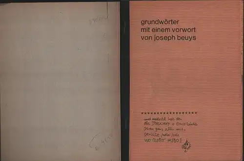 Günther. Ernst/ Dieckhoff, Artur: Grundwörter. Mit einem Vorwort von Joseph Beuys. (Idee und Einführung: Ernst Günther). 