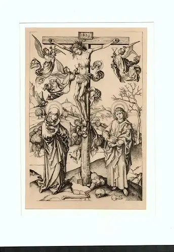 Christus am Kreuz mit vier Engeln | Crucifixion with Four Angels | Jésus-Christ à la Croix. Heliogravüre von Charles Amand-Durand nach einem Kupferstich von Martin Schongauer (um 1480), Schongauer, Martin. - Amand-Durand, Charles