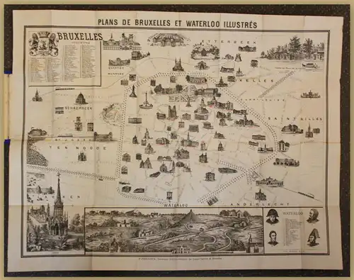 Lithographischer Plan von Brüssel 1880 Geografie Geographie Ortskunde Reise sf