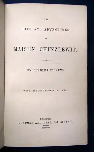 Charles Dickens The Life and Adventures of Martin Chuzzlewit 1844 Erstausgabe sf