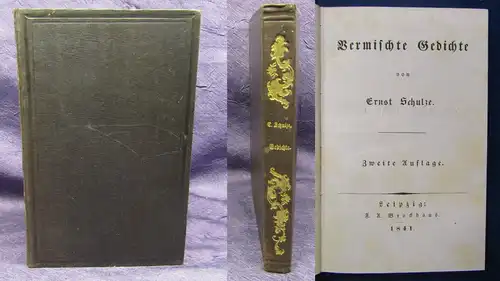 Schulze Ernst Vermischte Gedichte 1841 Belletristik Dichter Dramaturgen js