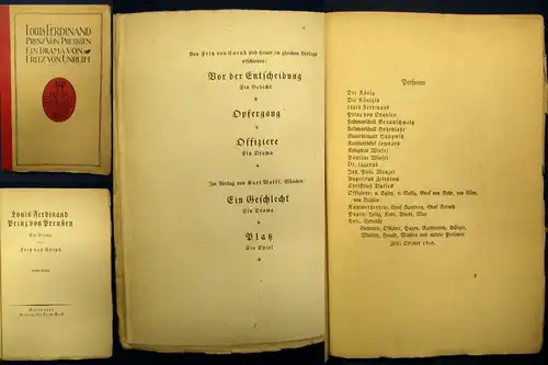 Unruh Louis Ferdinand, Prinz von Preußen Ein Drama 1921 Belletristik Lyrik js