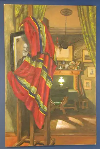 Egon Graf v. Holtzendorff Gouache Interieur Stillleben eines Raums 1890 Unikat j