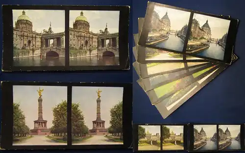 6 Stereo Bilder Berlin um 1930 königl.Schloß,Reichstagsgebäude,Siegessäule js