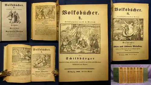 Marbach Volksbücher 1-53 in 7 Bde. 1838 7-9 und 10-12 fehlt Klassiker Literatur