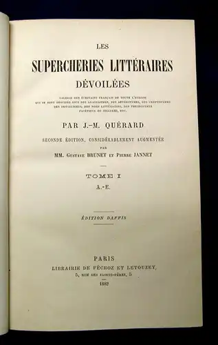 Jannet Les supercheries Litterais Devoillees Band 1-3 dekorativer HLdr. 1882 js