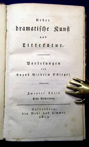 Schlegel Über dramatische Kunst und Literatur 1809 2. Bd. Belletristik Lyrik mb