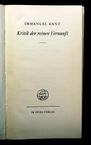 Weischedel Immanuel Kant 6 Bde. komplett 1960 Insel- Verlag js