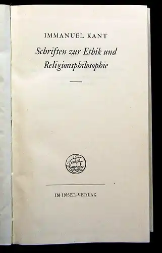 Weischedel Immanuel Kant 6 Bde. komplett 1960 Insel- Verlag js