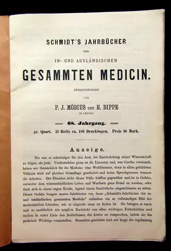 Möbius, Dippe Schmidts Jahrbücher der gesammten Medicin 1901 Geschichte mb