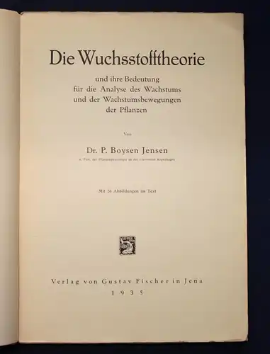 Jensen Die Wuchsstofftheorie und ihre Bedeutung Analyse der Pflanzen Natur js