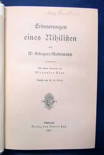 Debogory - Mokriewitsch Erinnerungen eines Nihilisten 1905 Geschichte sf