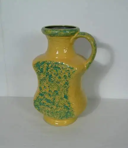 60er Bodenvase Henkelvase von Dümler & Breiden, Pastell Orange + Türkis, handbemalt verschönert, Made in Germany, Mid Century Modern