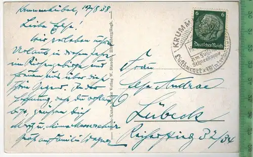 Krummhübel im Riesengebirge, 1938, Verlag: --------. Postkarte, sauber gestempelt mit Frankatur, Stempel, KRUMMHÜBEL