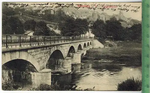 Arnsberg – Jägerbrücke mit Angler Verlag: Stengel & Co., GmbH, Dresden. Postkarte mit Frankatur, mit Stempel  ARNSBERG