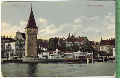 Lindau i. B., Partie am Hafen, Verlag: Gebr. Metz Thübingen, Postkarte, unbenutzte Karte, Erhaltung: I-II, Karte