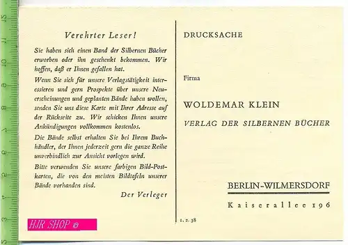 Postkarte, Verlag der silbernen Bücher