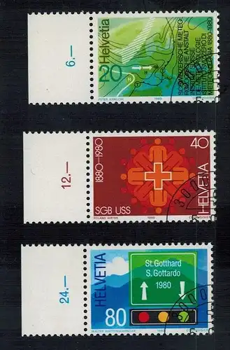 1980, MiNr. 1184-1186 Gest., Satz 3 W mit Randstr. Zustand: I-II